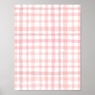 Digitale Waterverf Roze Check Paper Poster