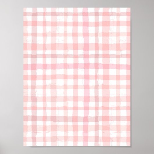 Digitale Waterverf Roze Check Paper Poster (Voorkant)