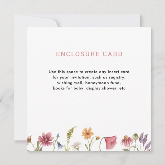 Digitale Waterverf Tuin Wilde Bloem Plein Kaart (Voorkant)