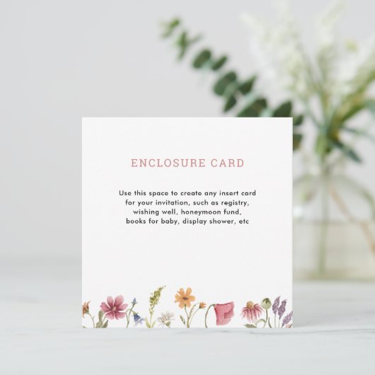 Digitale waterverf tuin wilde bloem vierkant kaart (Staand voorkant)