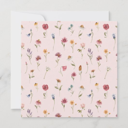 Digitale waterverf tuin wilde bloem vierkant kaart (Achterkant)