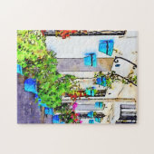 Digitale waterverf van de straat in Mijas Pueblo Legpuzzel (Horizontaal)