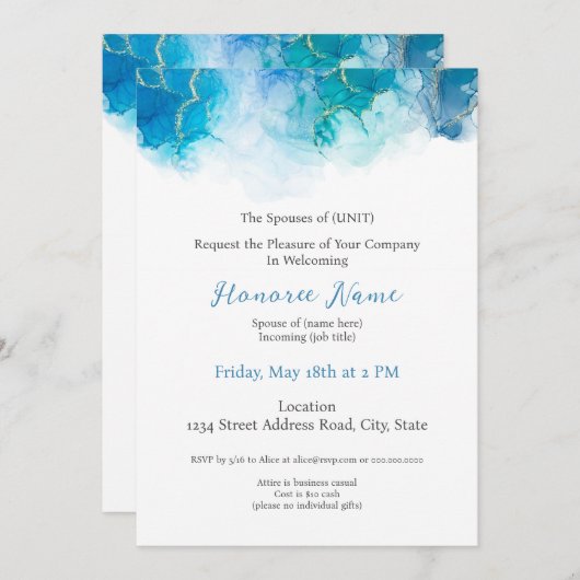 Digitale welkomstuitnodiging voor militaire echtge kaart (Voorkant / Achterkant)