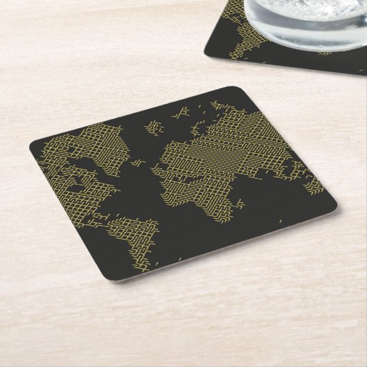 Digitale Wereldkaart Kartonnen Onderzetters (Schuin)