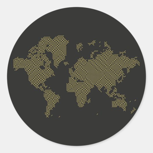 Digitale Wereldkaart Ronde Sticker (Voorkant)
