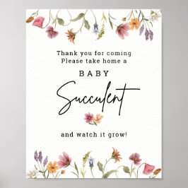 Digitale wilde Baby Succulent Baby shower Poster