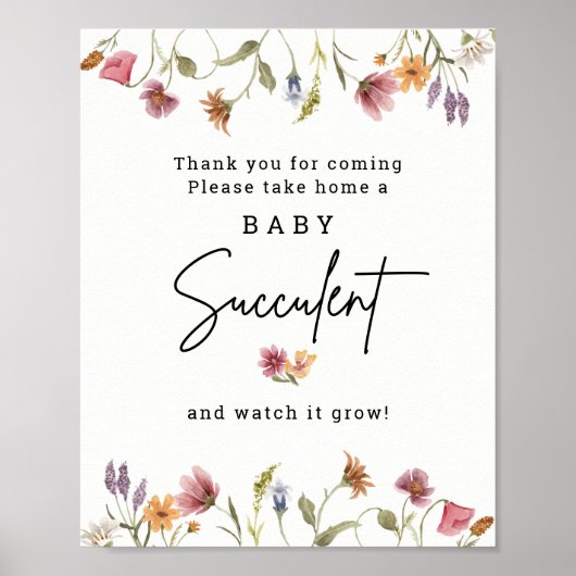Digitale wilde Baby Succulent Baby shower Poster (Voorkant)