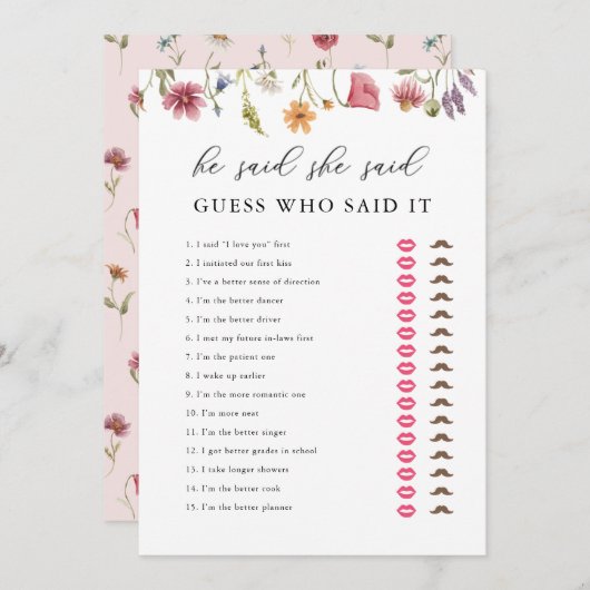 Digitale wilde bloem zei hij dat ze Vrijgezellenfe Kaart (Voorkant / Achterkant)