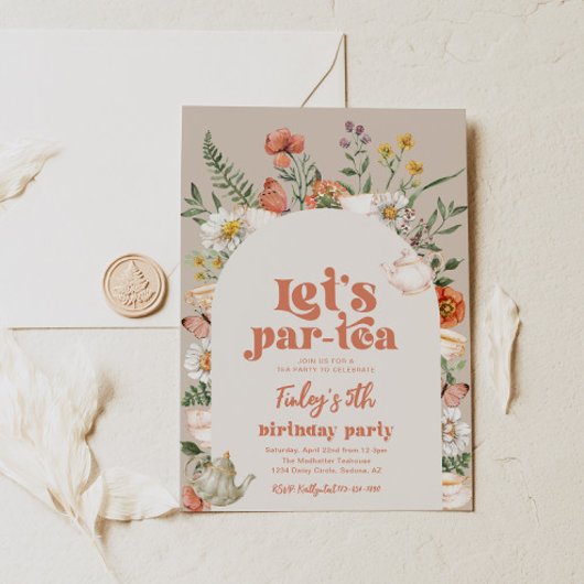 Digitale Wildflower Tea Party Uitnodiging voor ver