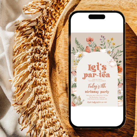 Digitale Wildflower Tea Party Uitnodiging voor ver