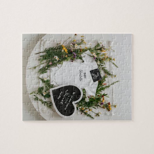 Digitale wildflower zwangerschapsaankondiging legpuzzel (Horizontaal)