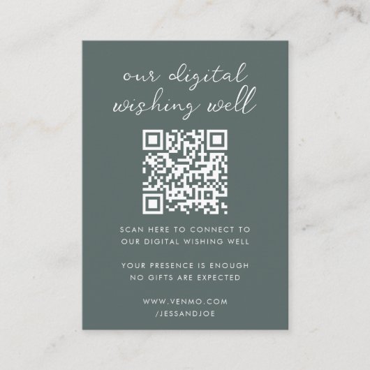 Digitale Wishing Well QR Code Wedding Registry Informatiekaartje (Voorkant)