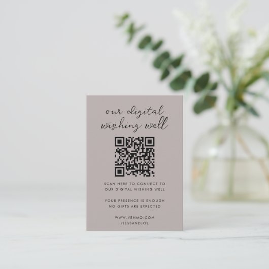 Digitale Wishing Well QR Code Wedding Registry Informatiekaartje (Staand voorkant)