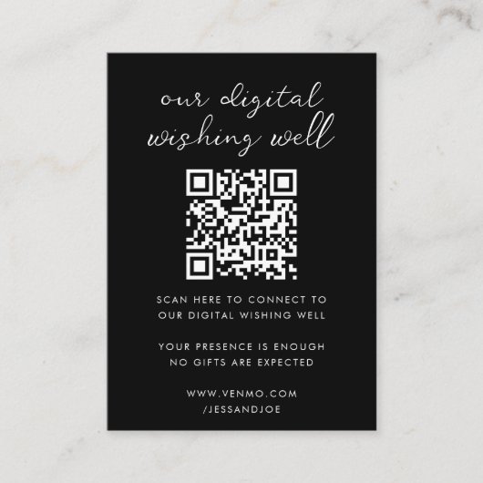 Digitale Wishing Well QR Code Wedding Registry Informatiekaartje (Voorkant)