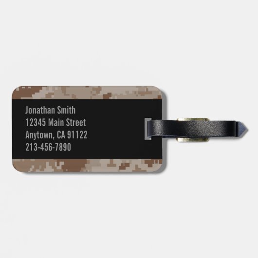 Digitale woestijncamouflage  bagagelabel (Achterkant horizontaal)