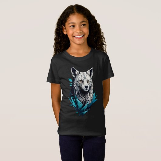 Digitale Wolf Basic Kinder Meisjes T-shirt (Voorkant volledig)