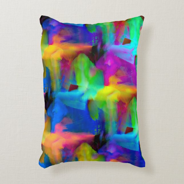 Digitale, zeer gekleurde streeksommen accent kussen (Voorkant(Verticaal))
