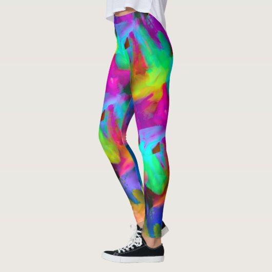 Digitale, zeer gekleurde streeksommen leggings (Links)