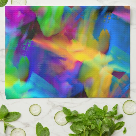 Digitale, zeer gekleurde streeksommen theedoek (Gevouwen)