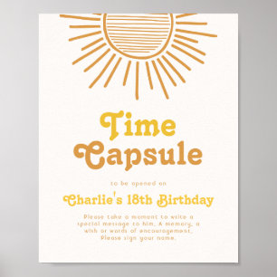 Digitale zon tijd capsule teken poster