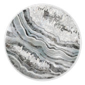 Digitale zwart-wit- en zilvergeode kunst keramische knop (Voorkant)