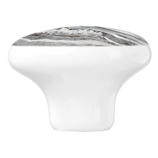 Digitale zwart-wit- en zilvergeode kunst keramische knop (Zijkant)