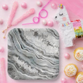 Digitale zwart-wit- en zilvergeode kunst papieren bordje (Feest)