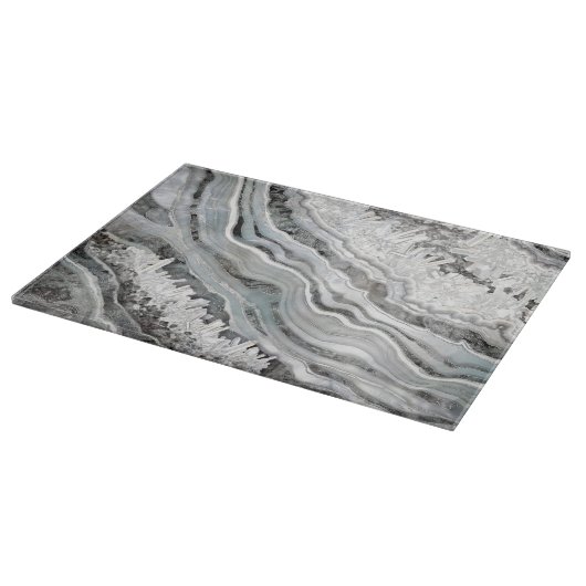 Digitale zwart-wit- en zilvergeode kunst snijplank (Hoek)