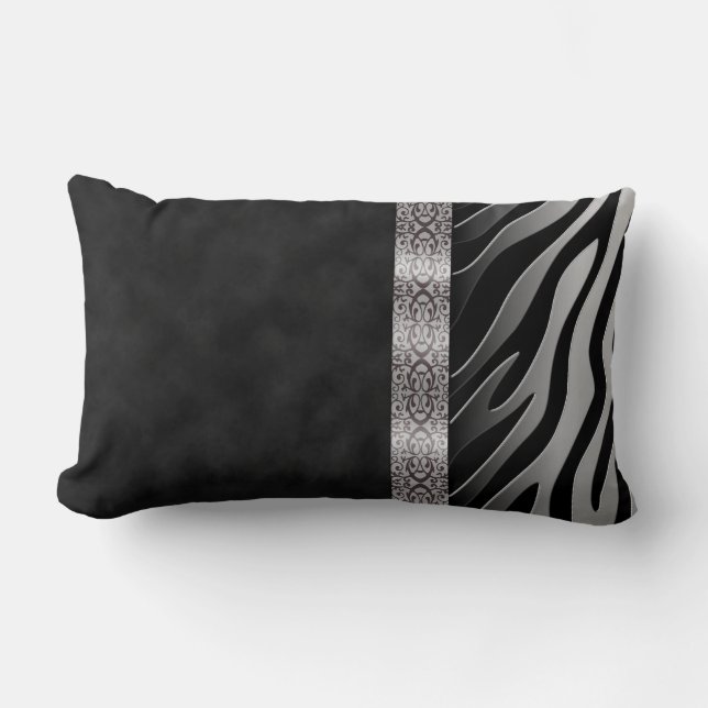 Digitale zwart-wit Suede Zebra Stripe Kussen (Voorkant)