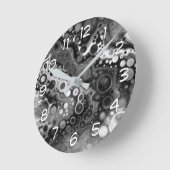 Digitale zwart-witfluïde kunst ronde klok (Hoek)