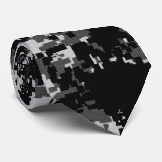 Digitale zwarte en witte Camo-stropdassen Stropdas (Opgerold)