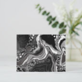 Digitale zwarte en witte marmer briefkaart (Staand voorkant)