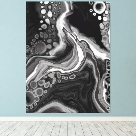 Digitale zwarte en witte marmer canvas afdruk (Insitu (Houten vloer))