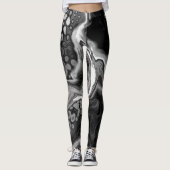 Digitale zwarte en witte marmer leggings (Voorkant)