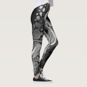 Digitale zwarte en witte marmer leggings (Rechts)