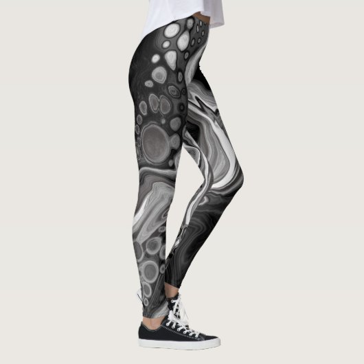 Digitale zwarte en witte marmer leggings (Rechts)
