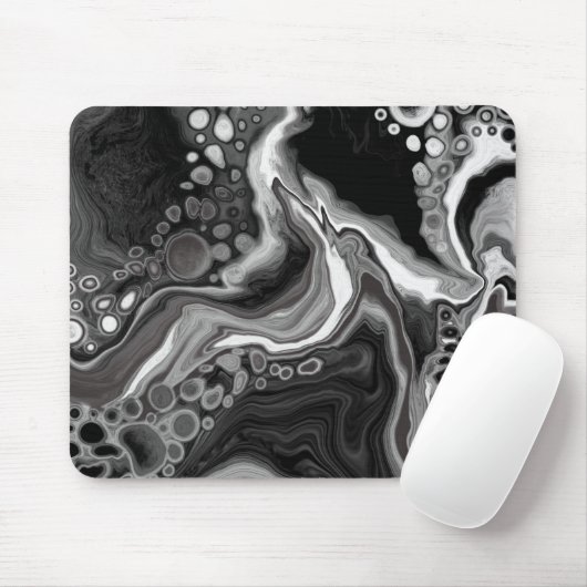 Digitale zwarte en witte marmer muismat (Met muis)