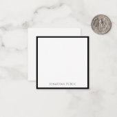 Digitale zwarte rand Witte Moderne Eenvoudige Sjab Notitiekaartje (Voorkant / Achterkant in situ)