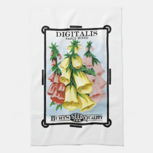 Digitalis Etiket verpakking voor zaaizaad Theedoek
