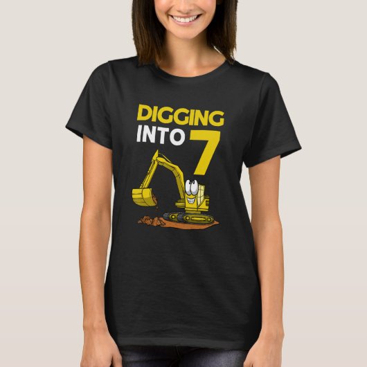 Digitalisering naar 7 graafmachines op zaterdag t-shirt (Voorkant)
