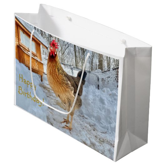 Dignified Chicken Gift Bag Groot Cadeauzakje (Voorkant Gekanteld)