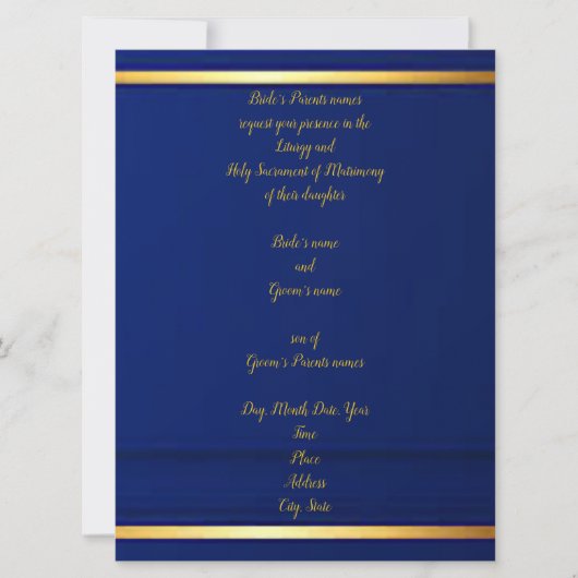 Dignified Cobalt Blue Wedding Invitation Kaart (Voorkant)
