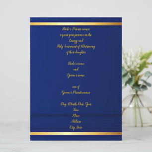 Dignified Cobalt Blue Wedding Invitation Kaart