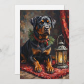 Dignified Rottweiler Dog Christmas Lantern Feestdagenkaart (Voorkant / Achterkant)