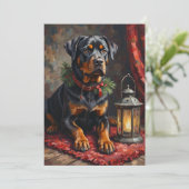 Dignified Rottweiler Dog Christmas Lantern Feestdagenkaart (Staand voorkant)