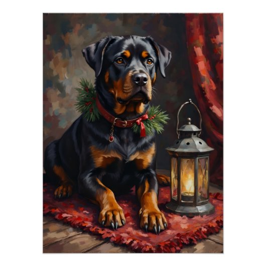 Dignified Rottweiler Dog Christmas Lantern Perfect Poster (Voorkant)
