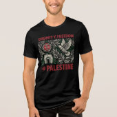Dignity, Freedom, Palestine Tri-Blend Shirt (Voorkant)