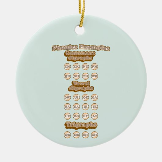 Digraphs, Trigrafen leren Engels Phonics Keramisch Ornament (Voorkant)