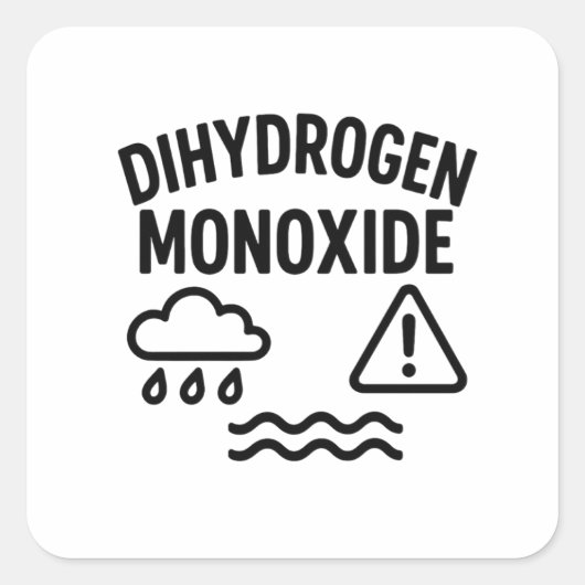 Dihydrogeenmonoxide diamant chemische waarschuwing vierkante sticker (Voorkant)