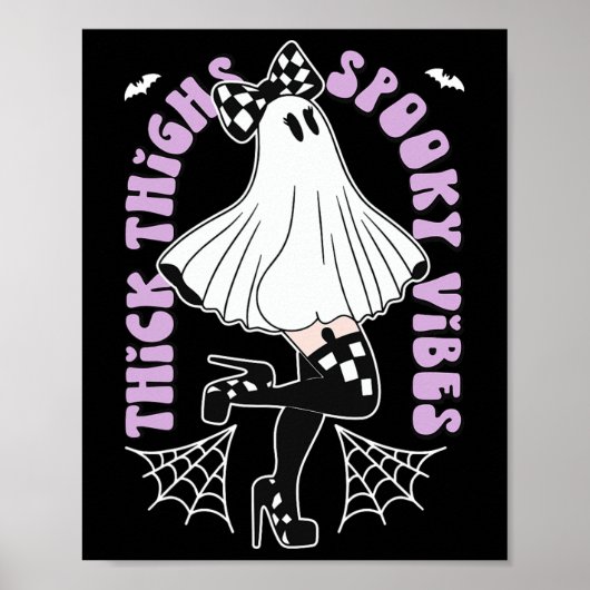 Dijen Spooky Vibes Schattige Ghost Halloween Bats Poster (Voorkant)
